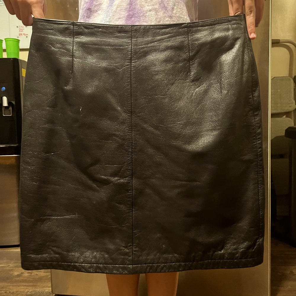 Leather mini skirt